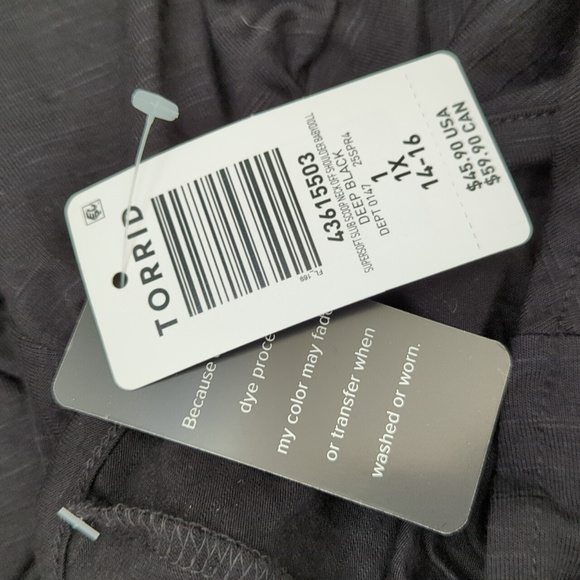 Elegant Black Ruffle Off-Shoulder Front Button Babydoll Top Size 1X - Picture 13 of 16